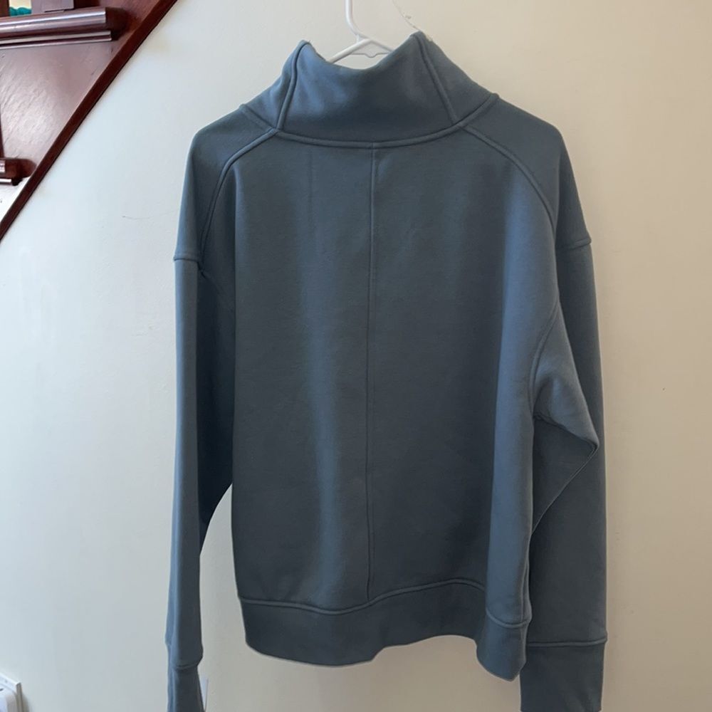 Cowl Neck Blue/Gray Sweatshirt - Picture 2 of 2